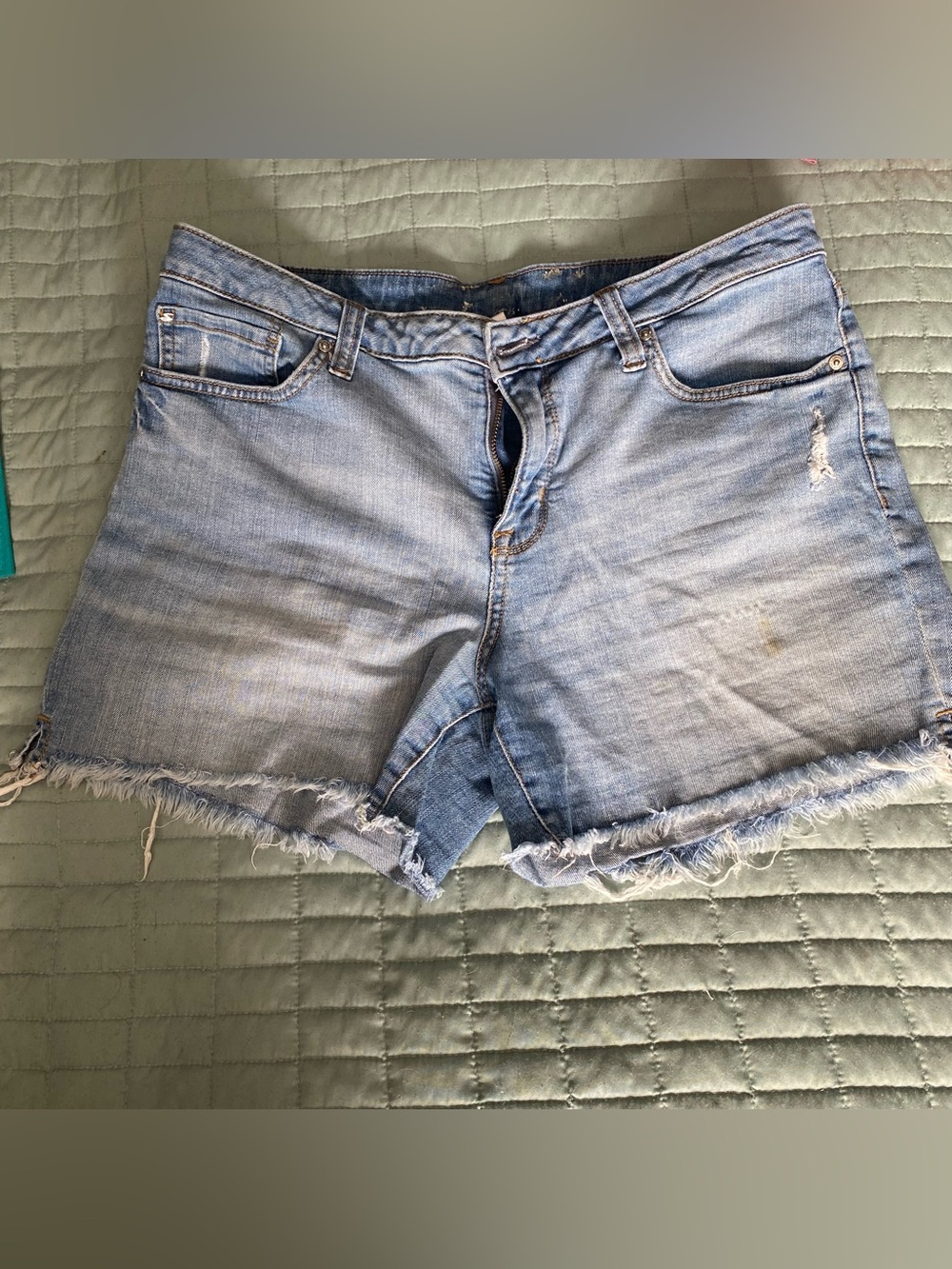 Seven7 Light Blue Distressed Denim Cutoff Shorts
